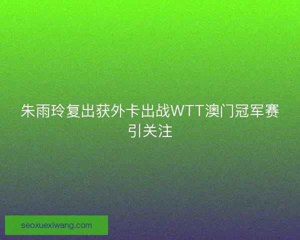 朱雨玲复出获外卡出战WTT澳门冠军赛引关注