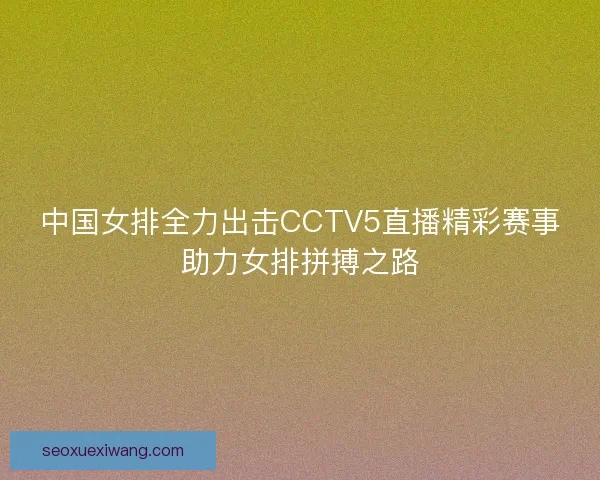 中国女排全力出击CCTV5直播精彩赛事助力女排拼搏之路