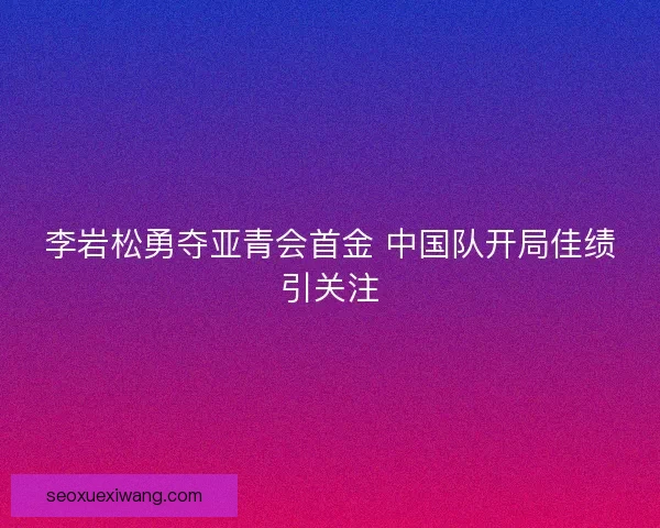李岩松勇夺亚青会首金 中国队开局佳绩引关注 李岩松勇夺亚青会首金 中国队开局佳绩引关注